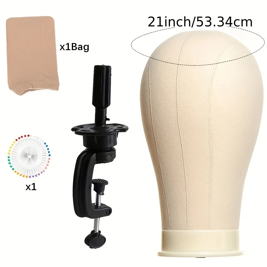 21/22/23/24In Canvas Block Head Wig Head Stand With Mount Hole For Making Wigs Display Styling Mannequin Head Set and Accessorie