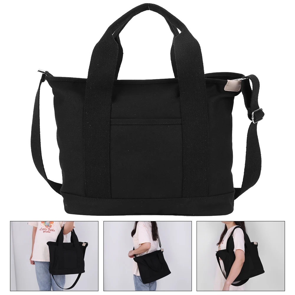 

Women Canvas Tote Bag Versatile Retro Shoulder Bag Multi Pocket Vintage Satchel Bag Travel Holiday Bag
