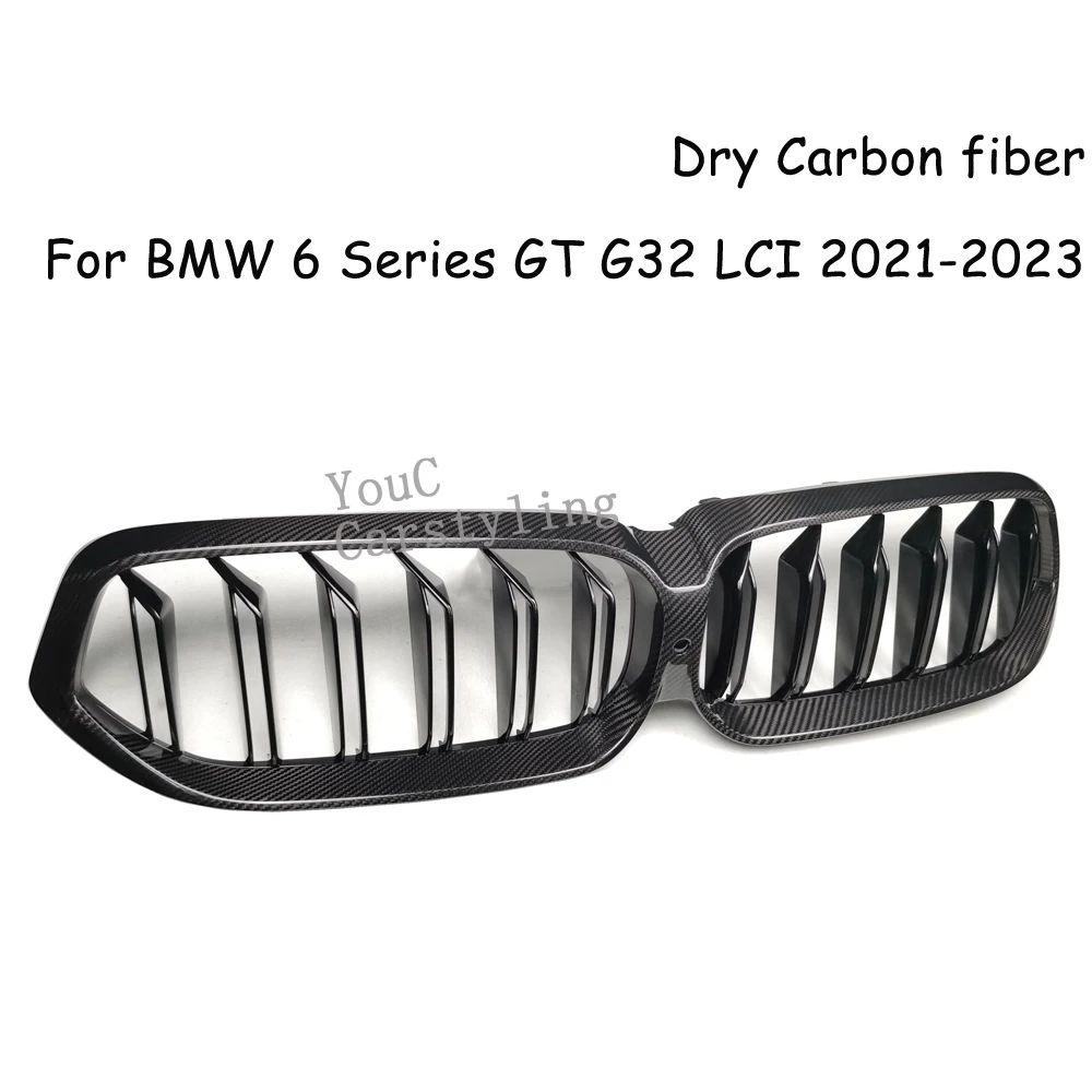 G32 Dry Carbon Fiber + ABS Double Line Bumper Hood Grill  For BMW 6 Series GT G32 630i 640i 620d 630d 640d LCI 2021 2022 2023