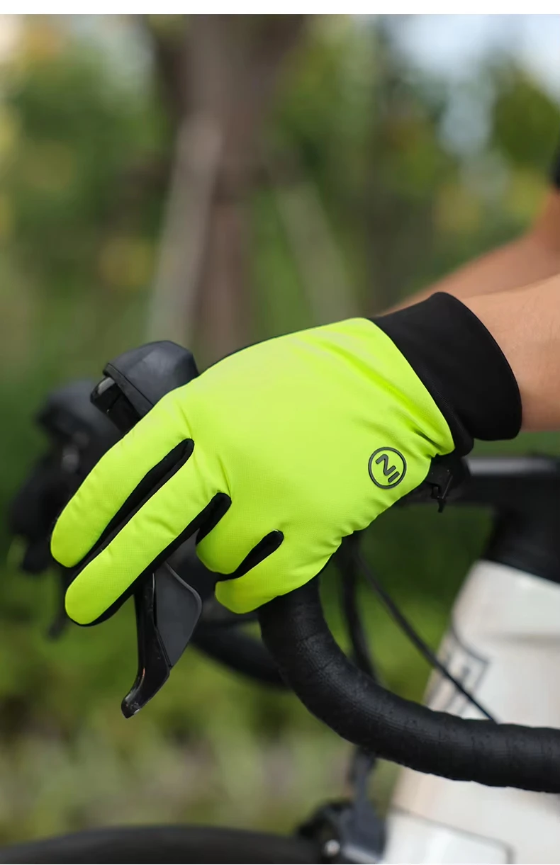 INBIKE Winddichte Fleece-Herren-Fahrradhandschuhe, warm, Vollfinger-Touchscreen, stoßdämpfend, rutschfest, lange Finger, Rennrad – Detail 12