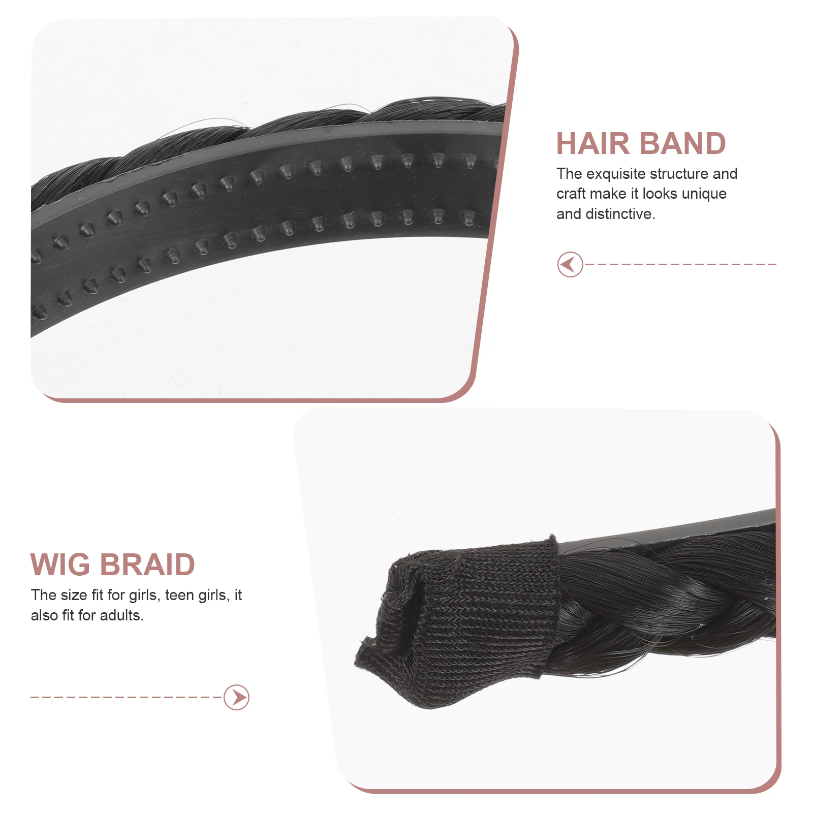 

3 Pcs Synthetic Hair Hoop Braids Headbands for Girls Women Lightweight Comfortable Birthday Party Christmas Accessories