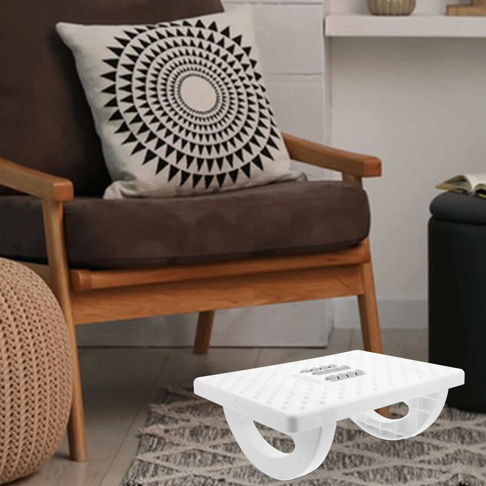 

Ergonomic Footstool under Desk with Rocking Function White Non Slip ABS EVA Leg Rest Foot Cushion Children Sofa Outdoor