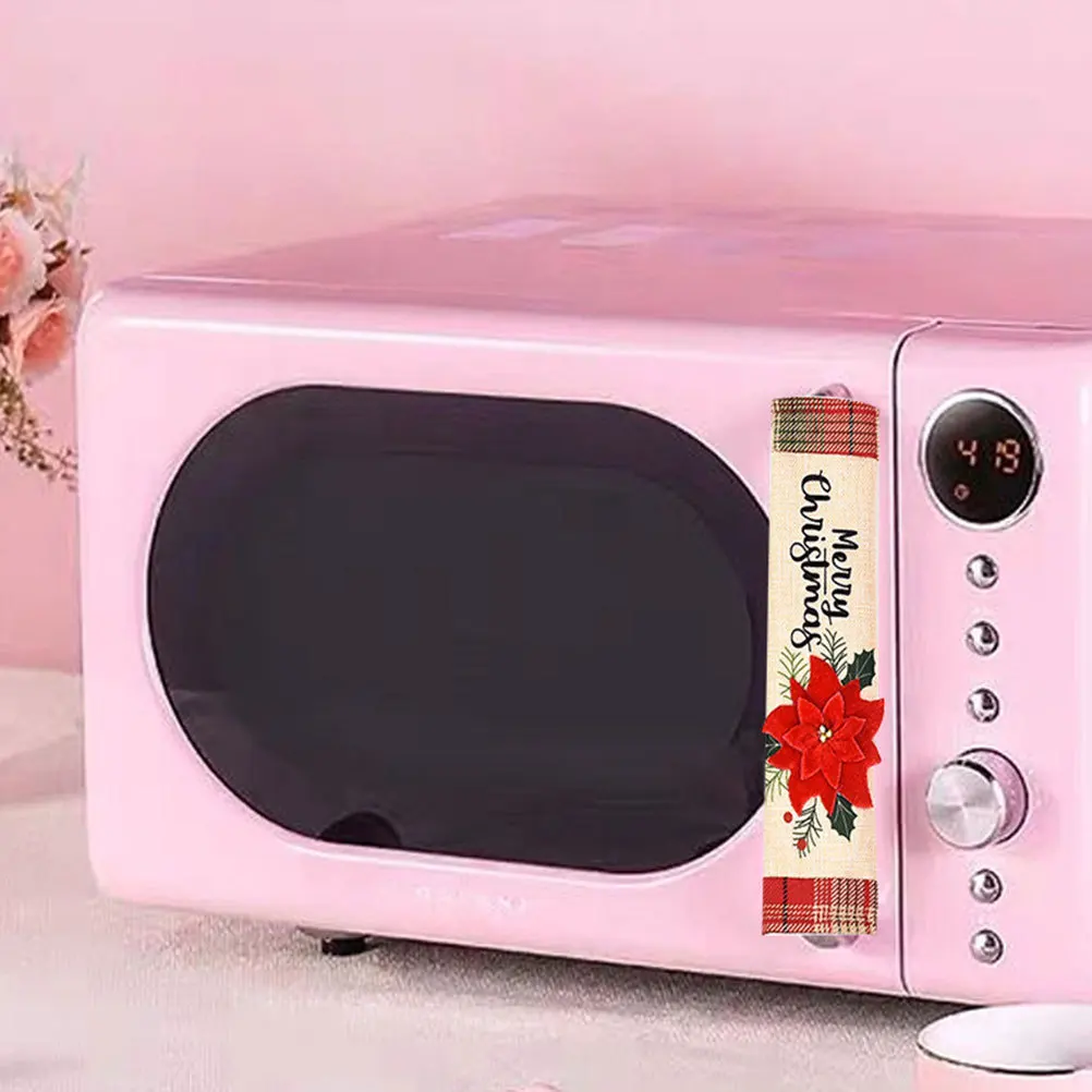 

3pcs Christmas Fridge Handle Covers Flower Pattern Refrigerator Handle Protector For Kitchen Appliance Microwave Oven Dishwasher