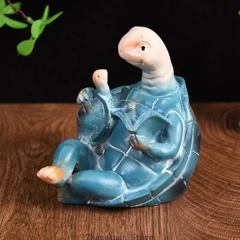 Formen Sie Schildkröten-Dekorationen aus Kunstharz mit einem warmen Familien-Lesethema 3XUF – Detail 4