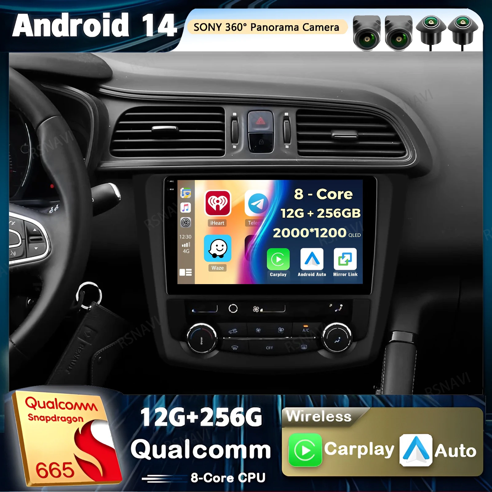 

Автомобильное радио Android 14 Carplay для Renault Kadjar 2015 2016 2017 2018 2019, мультимедийный видеоплеер, навигация, GPS, стерео, 2 Din DVD