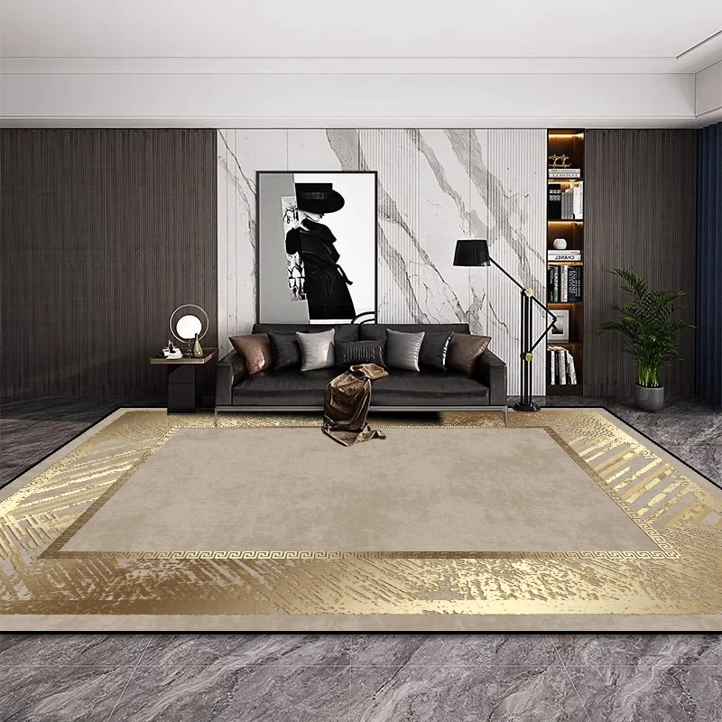Luxurious European Style Carpet for Living Room Fashion Gold Decoration Home Large Area Rugs Washable Bedroom Decor Mat Bedside
