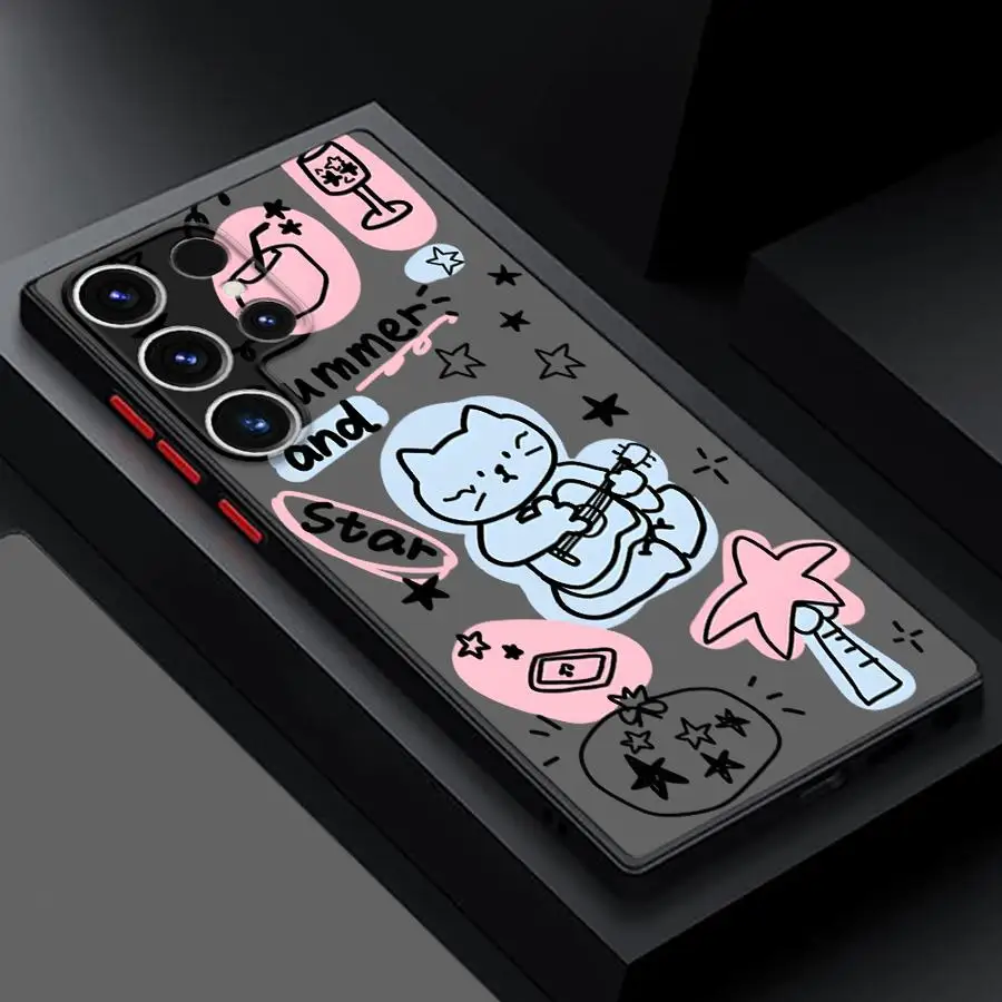 Funda para Samsung Galaxy S26 S23 FE S22 S21 S24 Plus Note 20 10+ S25 Ultra S20, Funda para Teléfono con Diseño de Verano y Gato