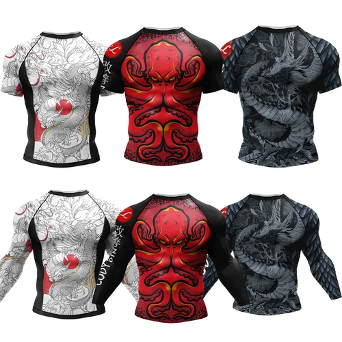 Kimono Jiu Jitsu Rashguard para hombres Mma camiseta Muay thai Bjj Rash guard gimnasio boxeo Jerseys compresión deportes gimnasio camisas