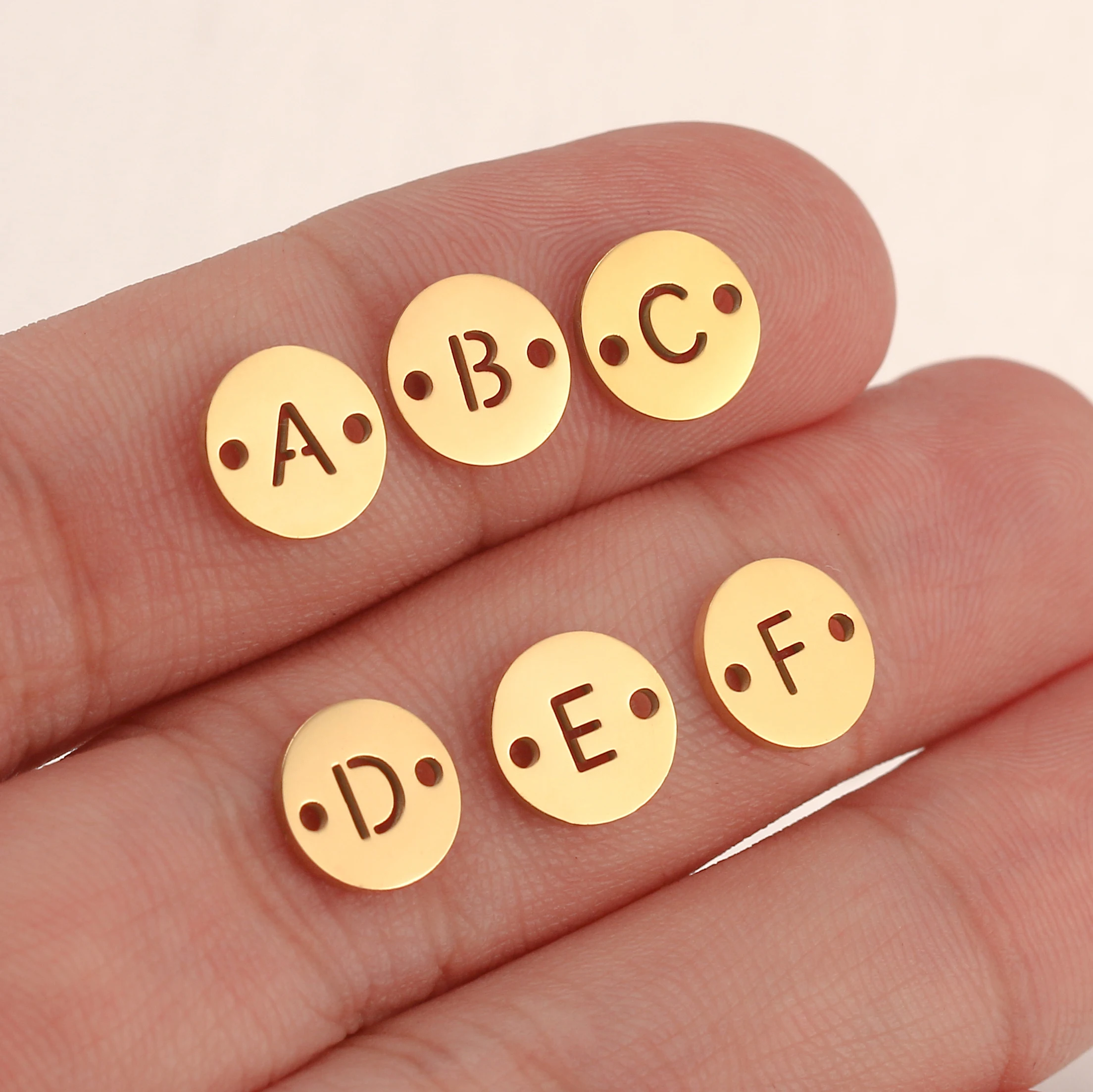 5Pcs Double Hole Alphabet Charms Stainless Steel A-Z Letter Pendant English Link Connectors DIY Necklace Bracelet Jewelry Making
