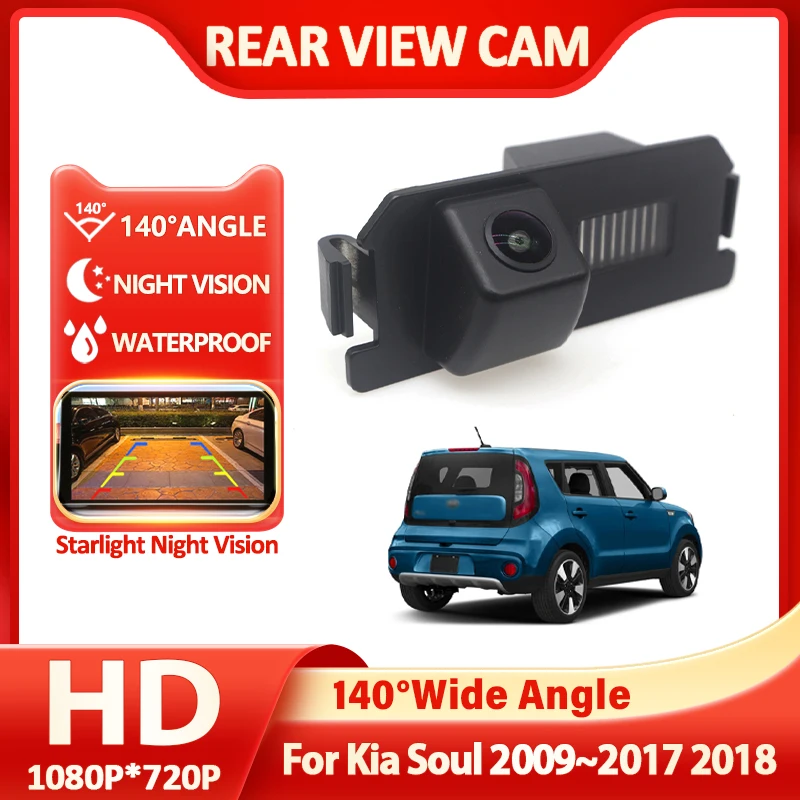 140° Fisheye 1080P HD CCD Starlight Night Vision Rear View License Plate Light Camera For Kia Soul 2009~2014 2015 2016 2017 2018