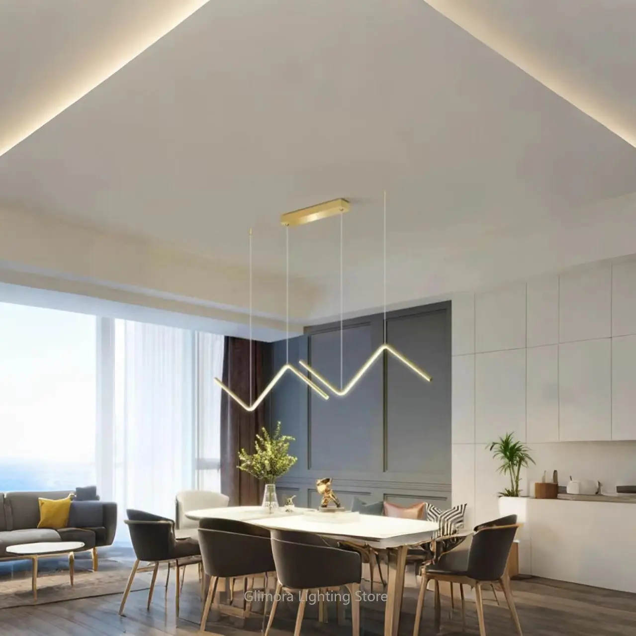 Minimalist LED Pendant Light for Dining Table Ceiling Lamp for Bar, Elegant Black Metal Shade Fixture for Restaurant Home