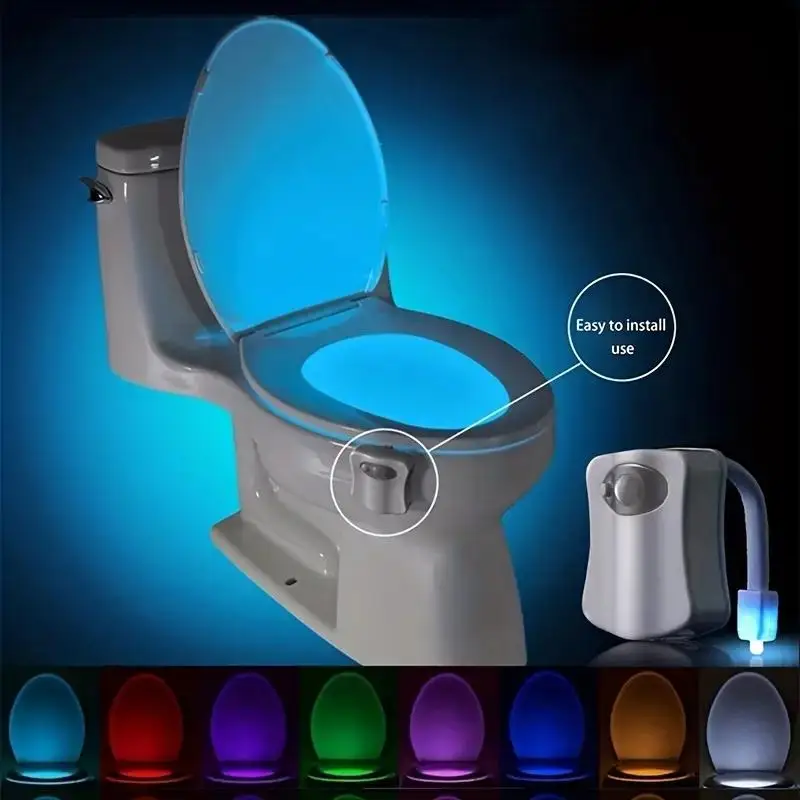 8-Color/16 Color Mini Led Human Body Sensing Night Light Toilet Hanging Atmosphere Light Bathroom Sensing Light Toilet Lid Light