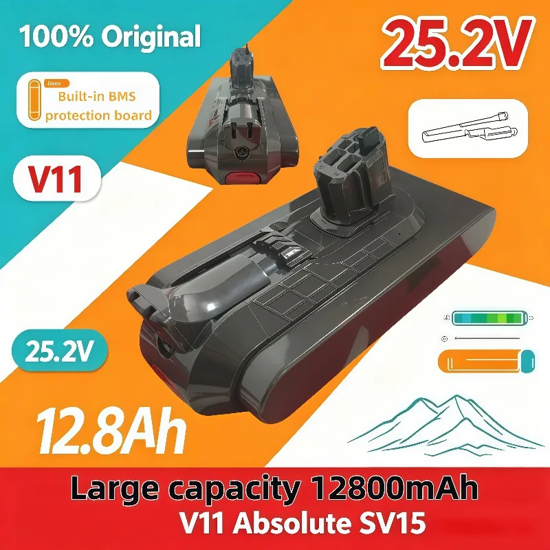 V11 Absolute SV15 Vacuum Cleaner Battery lpega 100% Original 25.2V 12.8Ah Lithium‑ion Replacement Battery