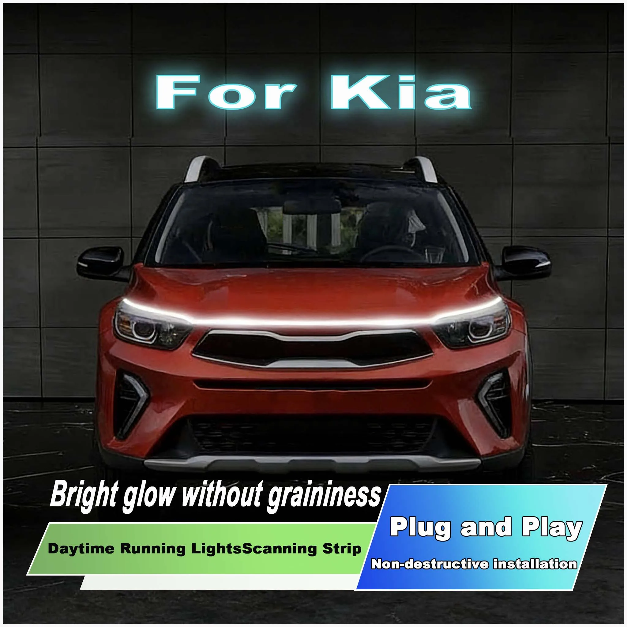 

For Kia NIRO (DE) SOUL STINGER VENGA Newly upgrade LED Daytime Running Light Scan Starting Car Hood DRL Guide Decorative 12V