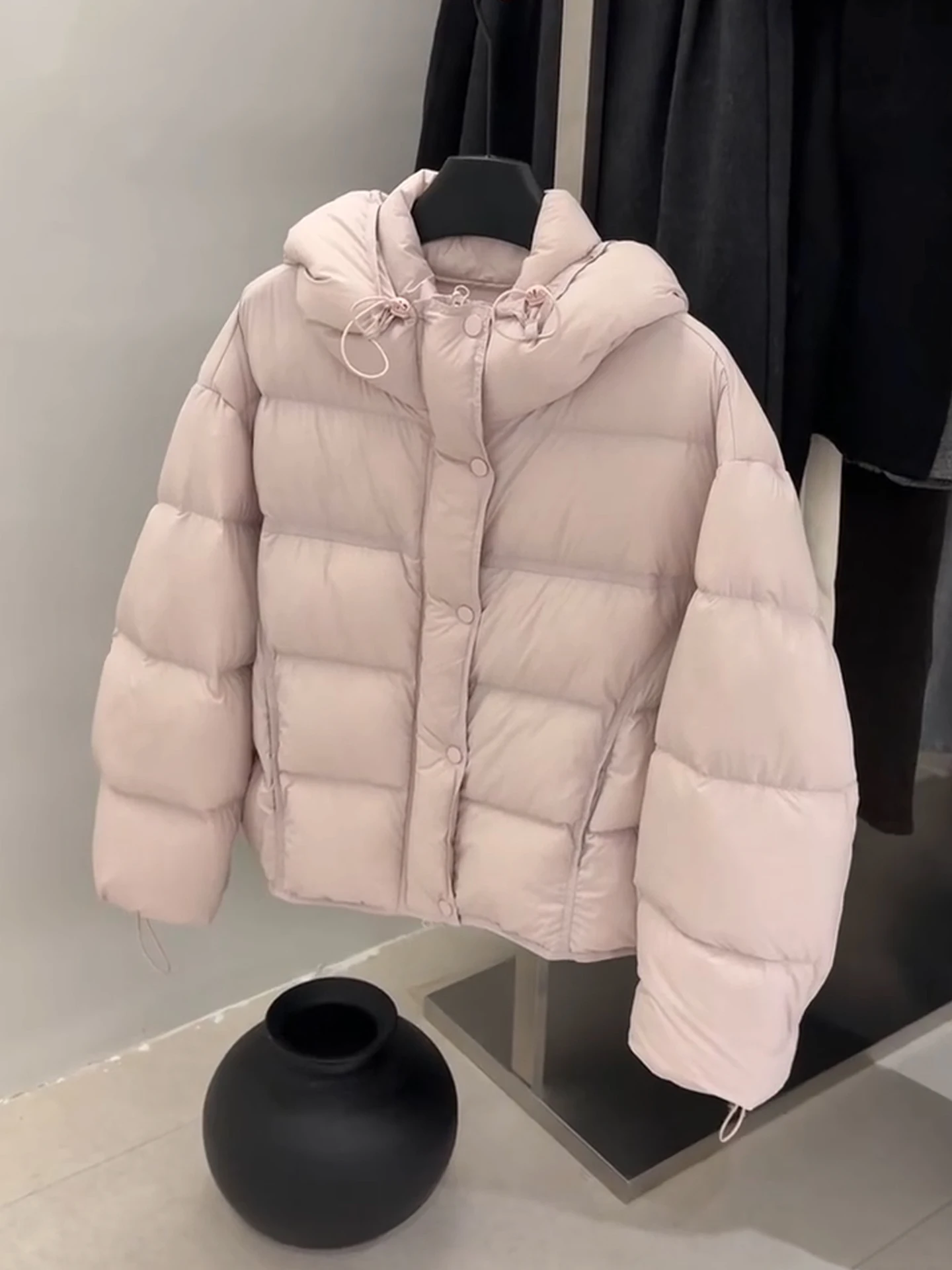 Pink ort Puff down Jaet femmes 2025 hiver nouveau Sle coréen Sle à capuche blanc Du vers le bas manteau chaud Thiened Polyester F...
