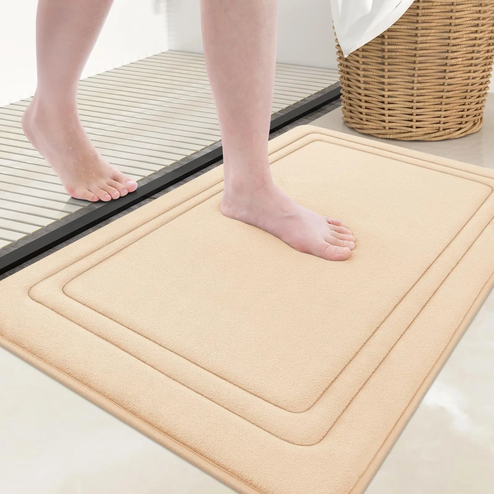 

Kitinjoy Super Absorbent Bath Mats Soft Memory Foam Carpet Non-slip Machine Wash Dry Kitchen Bathroom Rugs Tub Shower Floor Mats