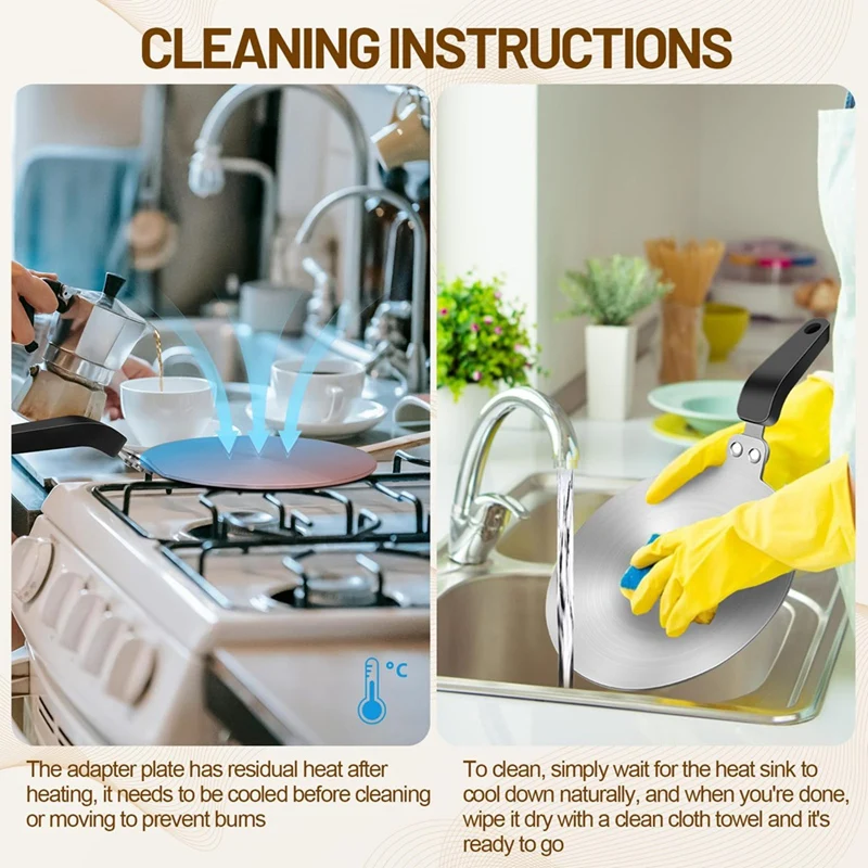 Moka Pot Warmtegeleider Inductiekookplaat Adapterplaat 13 cm/5,1 inch Roestvrijstalen koellichaam voor