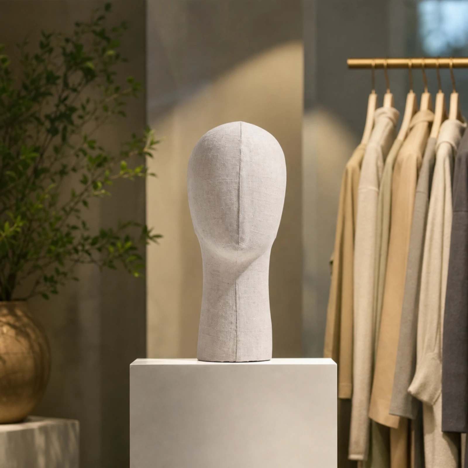 Linen Mannequin Head Decorative Mannequin Head with Torso Hat Display Stand Sturdy Realistic for Milliners, Boutiques