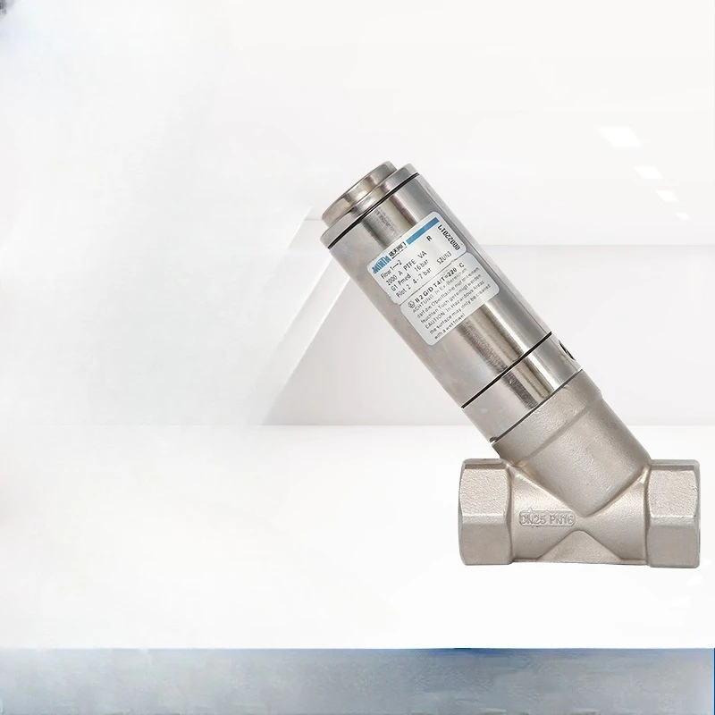 Stainless Steel Pneumatic Angle Seat Valve Threaded Waist Drum Valve Bright Equipment Pneumatic Water