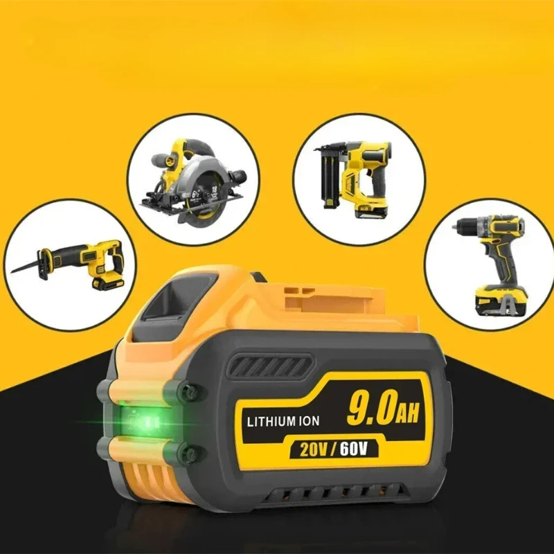 For Dewalt Flexvolt 60V 20V MAX  9.0Ah Replacement Li-ion Battery DCB606 DCB609 DCB205 DCB206 DCB182 Power Tool Battery