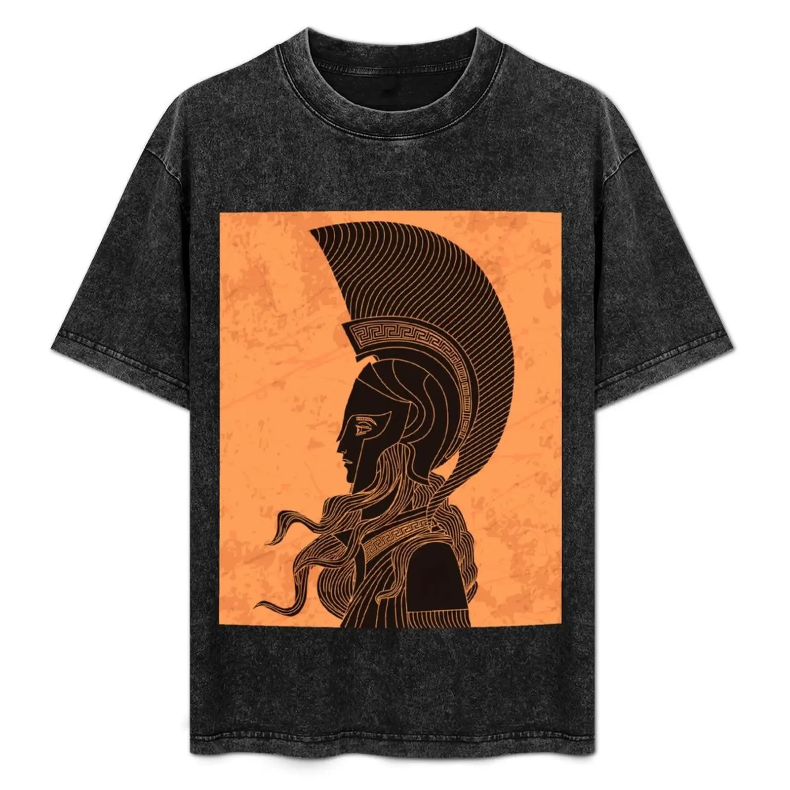 

greek orange and black amphora drawing of athena T-Shirt croswit shirt man vintage t shirts mens vintage t shirts
