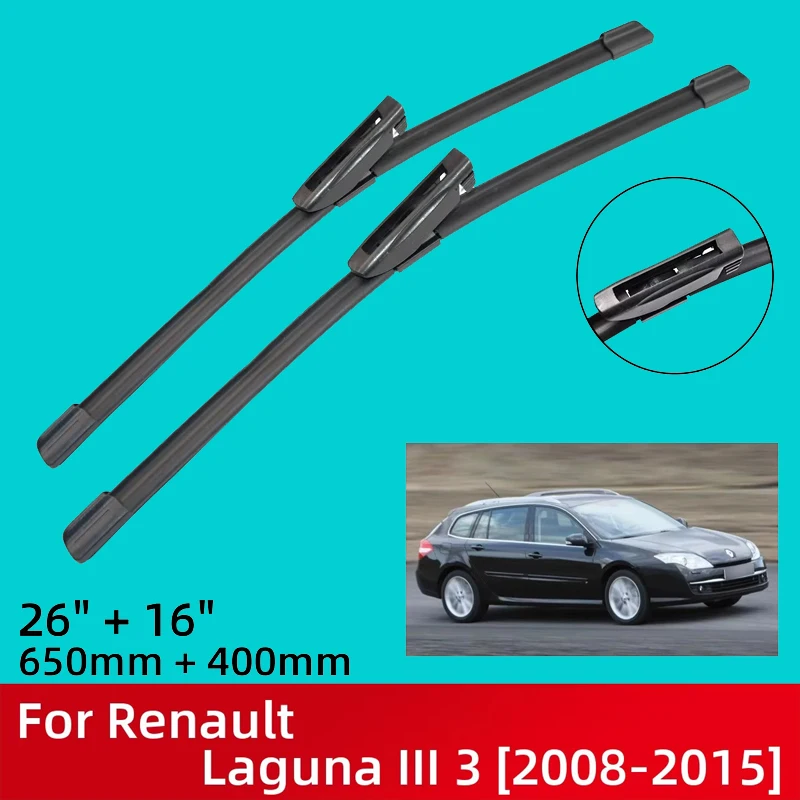 

Front Wiper Blades For Renault Laguna III 3 2008-2015 2009 2010 2011 2012 2013 2014 Windshield Windscreen Window 26"+16"