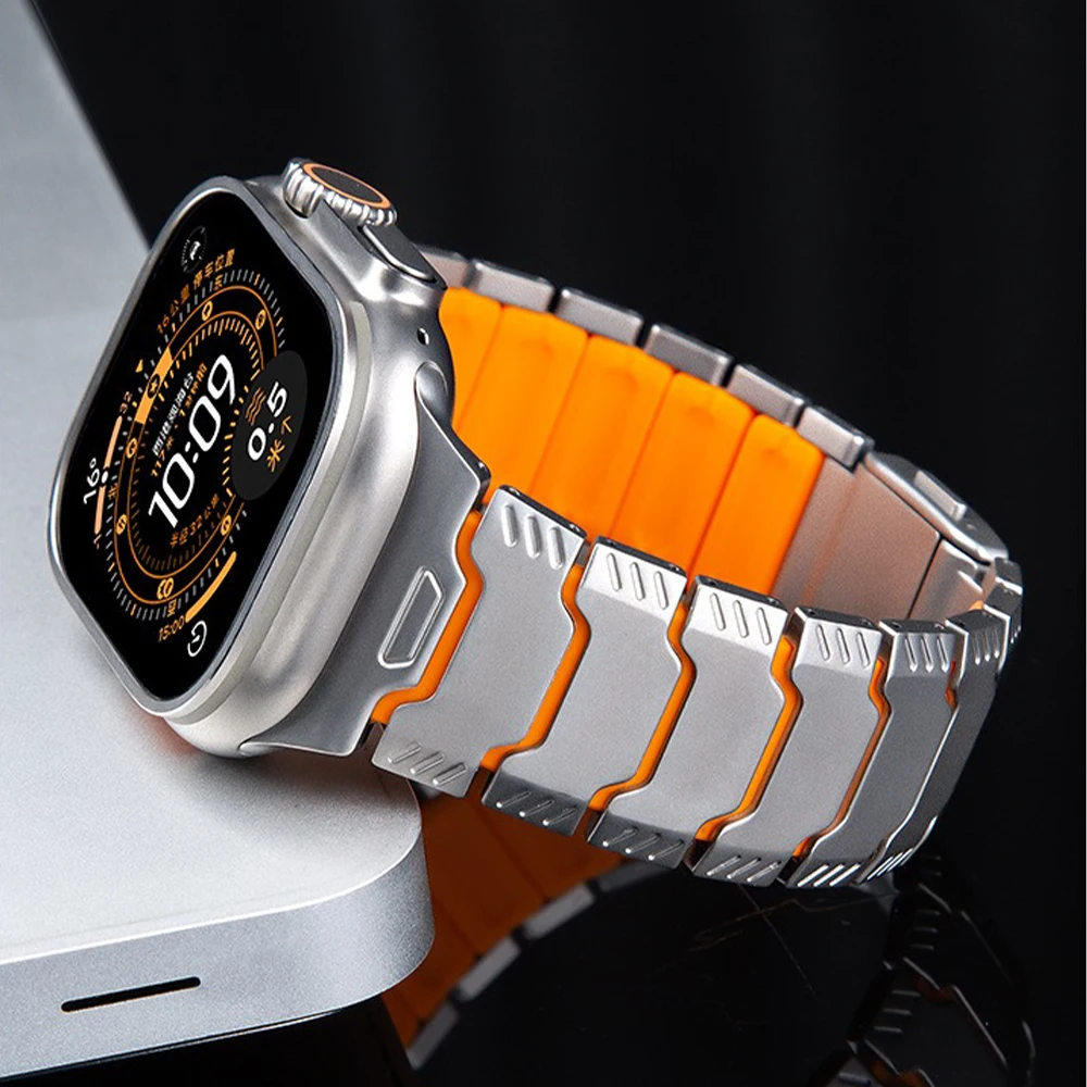 アーマースタイルチタンバンド-apple-watch-ultra-3-11-10-9-8-7-6-se-3対応-シリコンマグネットストラップ-iwatch-42mm-44mm-45mm-46mm-49mm用