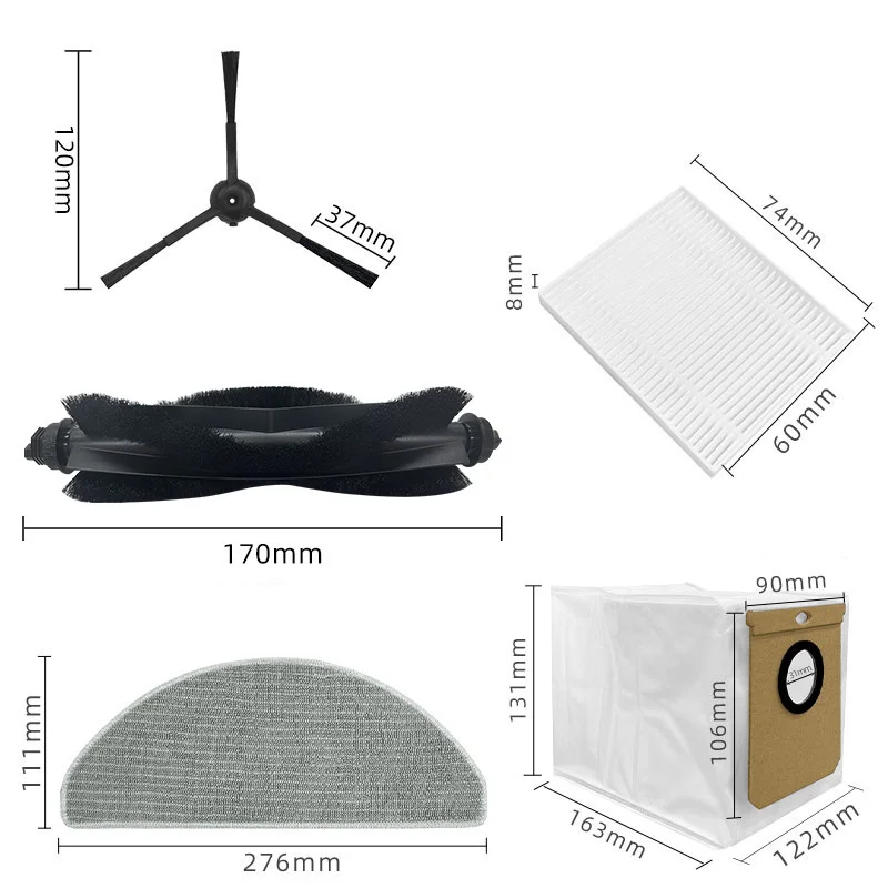 Accessories For Roidmi Eve CC / SDJ12RM Robot Vacuum Cleaner Main Roller Side Brush Hepa Filter Mop Cloth Dust Bag Spare Part