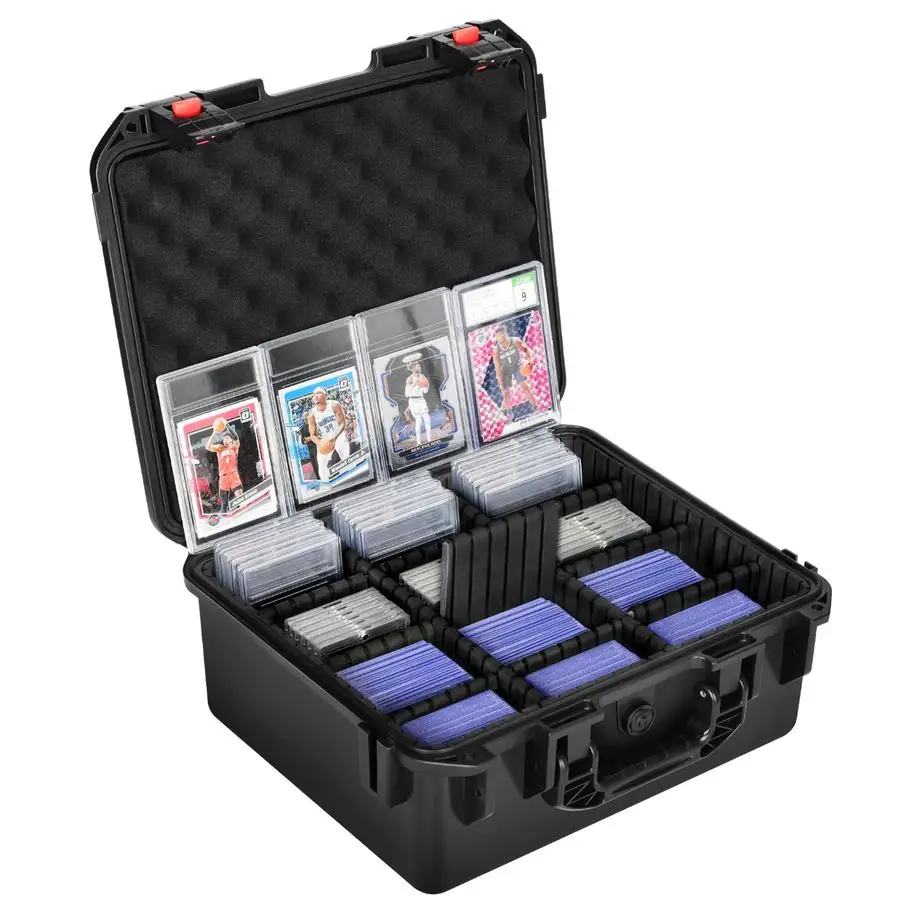 

Card Case Storage Box Trading Card Storage Box with 9 Dividers for PSA BGS SGC Top Loaders Sports Cards, Waterproof Hard Slab C