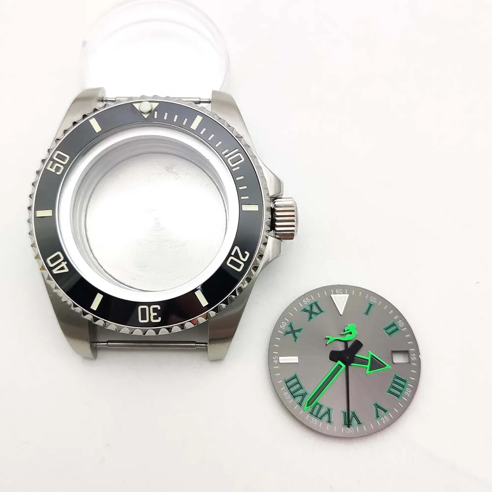 Peças de relógio mecânico automático masculino, vidro de safira, moldura luminosa, aço inoxidável 316L Sterile Dial, 42mm Case, 40mm