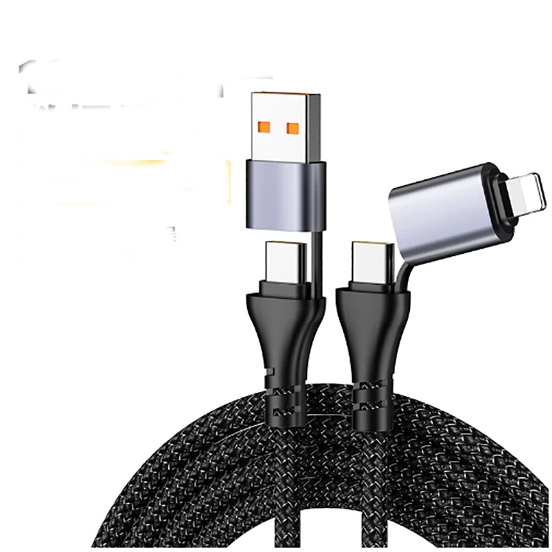 Multi-Function Braided USB Cable, Fast Charging, Sync Data Transfer, Logo Customization, Good Gift Present, 4 in 1, New Product