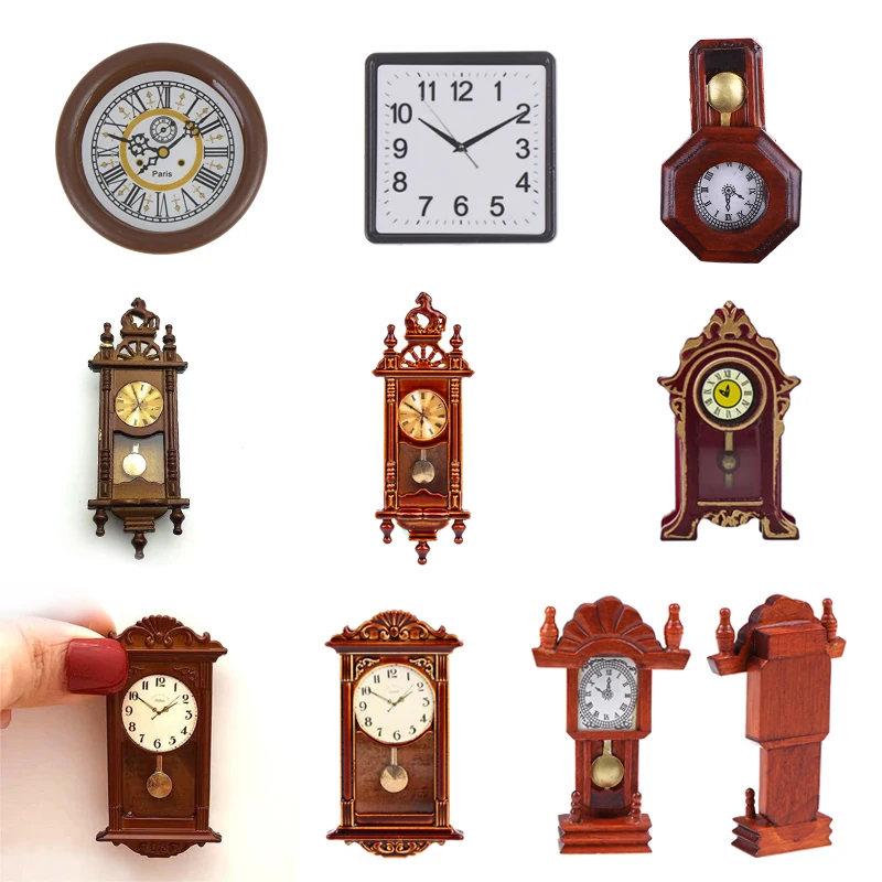 1pc 1:12 Dollhouse Miniature Wall Clock Play Doll House Miniaturas Home Decor Accessories Toy Pretend Play Furniture Toy