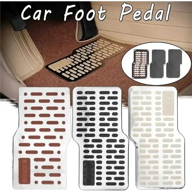 Non-Slip Stainless Heel Pad Car Accessories For Truck SUV Black Brown Auto Foot Rest Pedal Plate Floor Carpet Mats