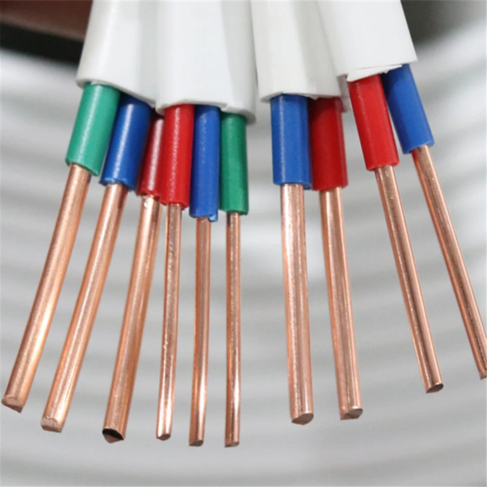 PVC 2C 3C Flat Jacket cable Copper wire Solid Single Copper cable Jacket wire Electric Cable Power wirng cable Hard copper cable