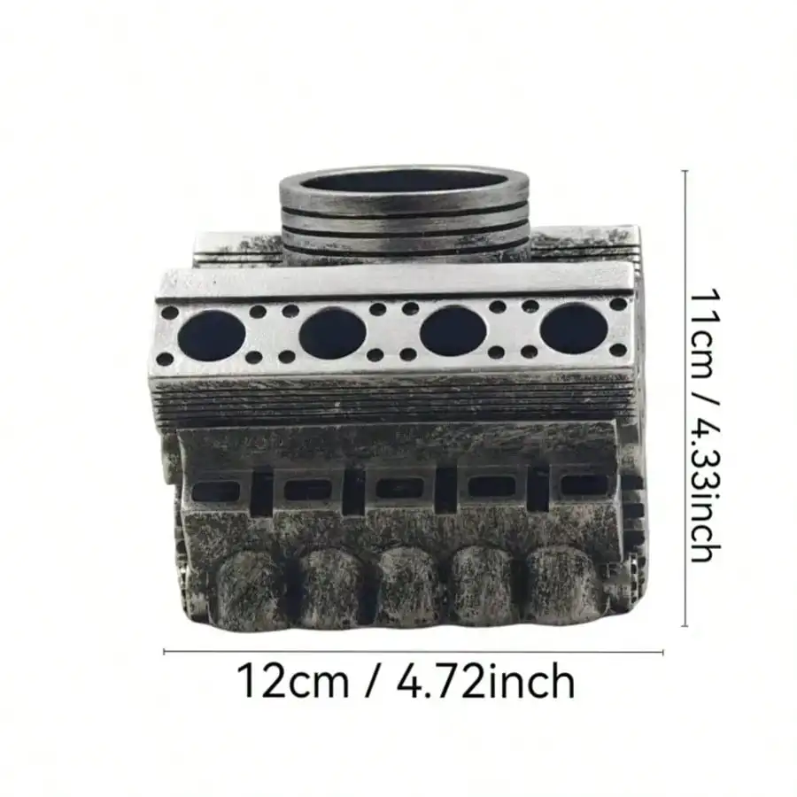 حامل أقلام نموذج المحرك V6/V8 مطبوع ثلاثي الأبعاد - منظم مكتب ملحقات السيارة للرجال (تخزين بطاقة العمل والقلم الرصاص)