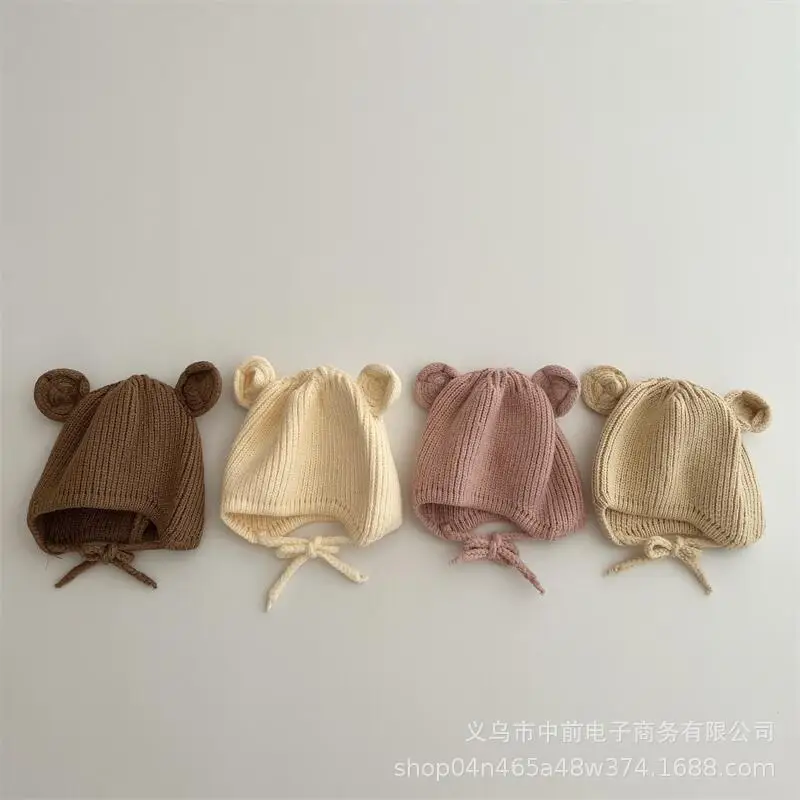 Детская вязаная шапка с милыми маленькими ушками, теплая защита ушей, осенне-зимняя детская шапка унисекс, универсальная шерстяная шапка