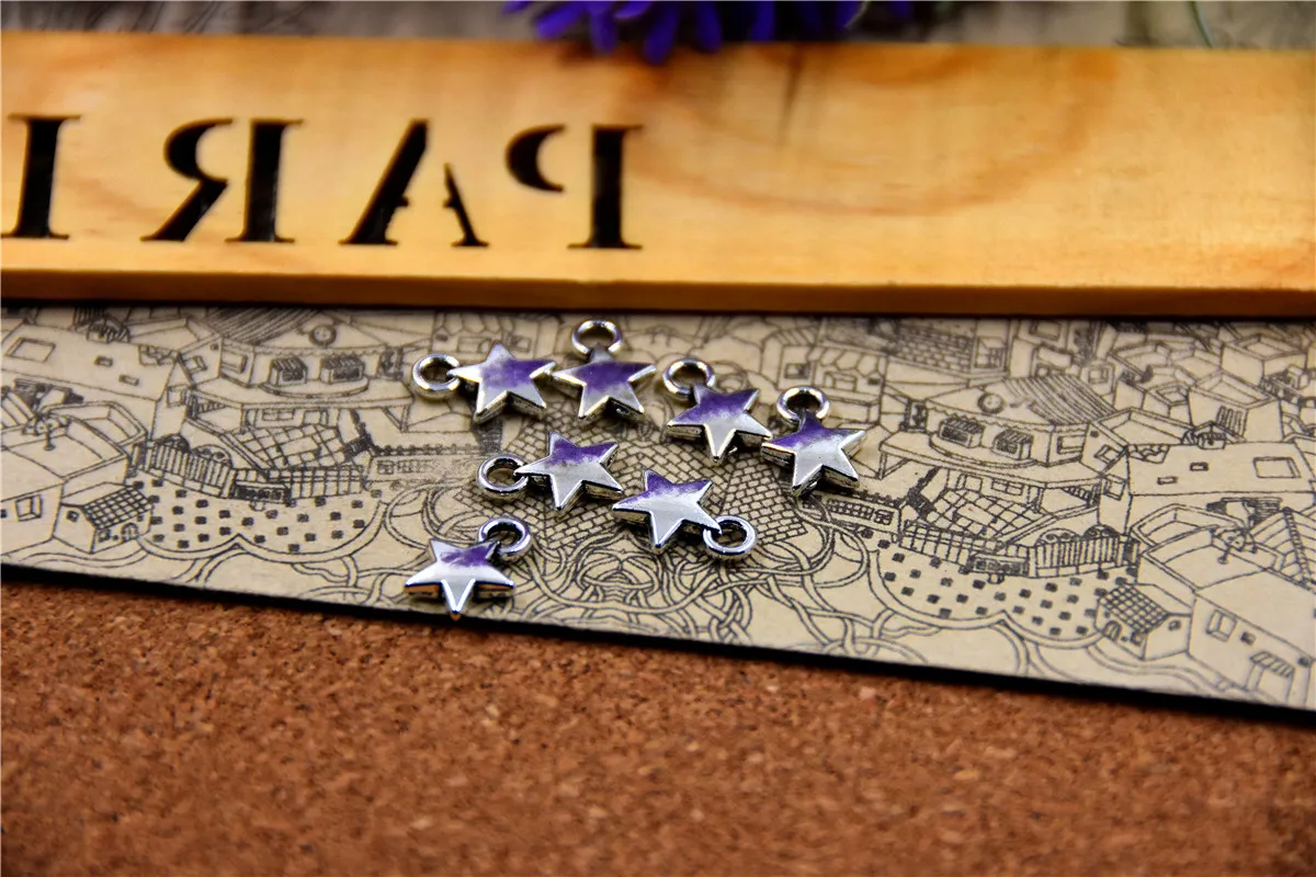 

240pcs--12*9MM MINI STARS Charms For Jewelry Making DIY Findings Antique Silver Color Alloy Pendants