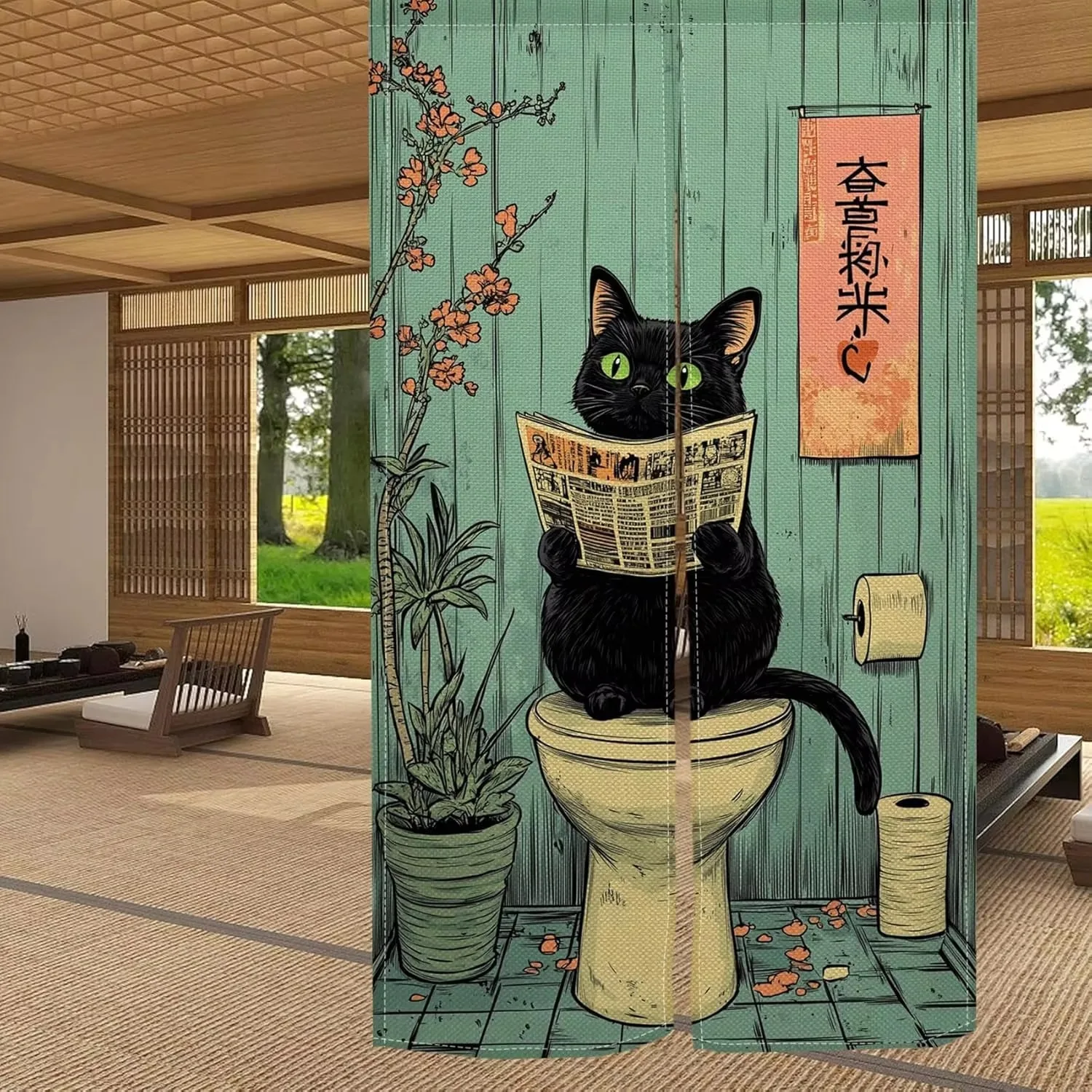 Полуштора VIKAMA Fun Black Cat – обзор и цена Home Bathroom Partition