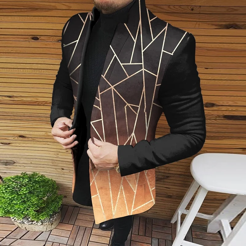 

2025 Men's Casual Longfengni Jacket Plaid Print Long Sleeve Buttoned Jackets Coats Tops Male Warm Outerwear Long Coats Men 5XL