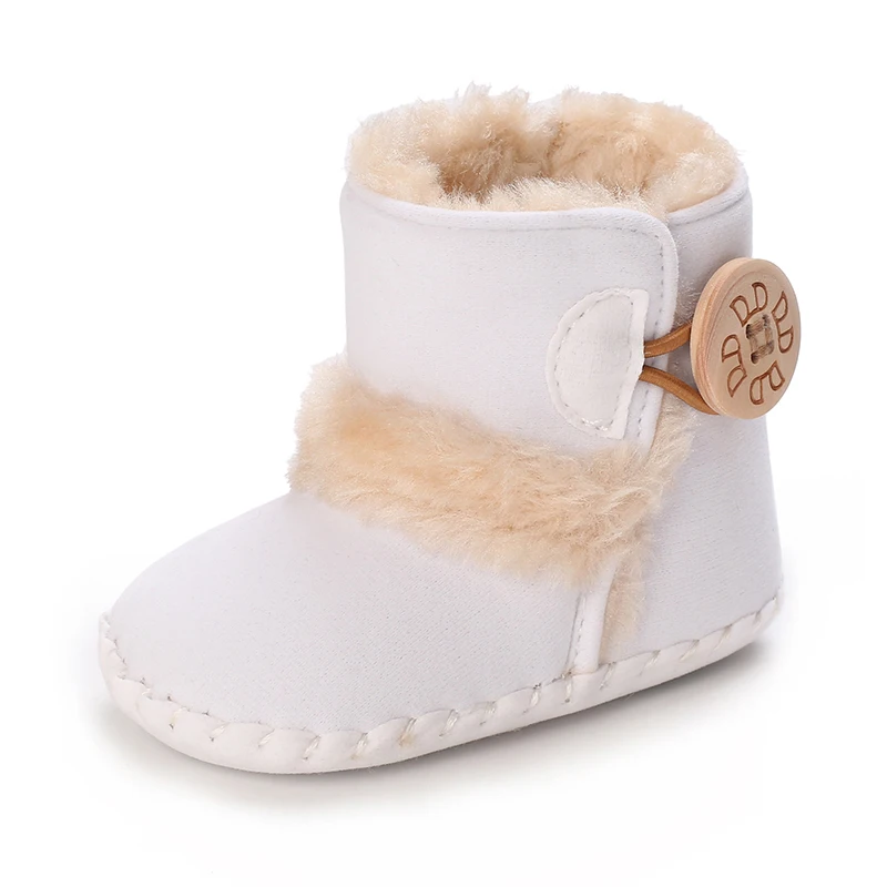 2023 Winter Baby Boots Infant Girls Boys Warm Fashion Solid Shoes with Fuzzy Balls First Walkers Kid Shoes 0-18M