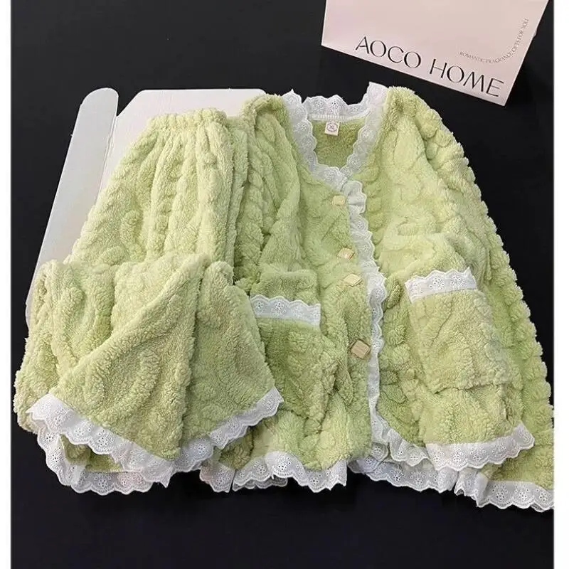 

Women's Clothing Autumn and Winter Pajama Set Home Set Lace I Am Comfortable Keep Warm Thicken New Model Fashion Best Seller