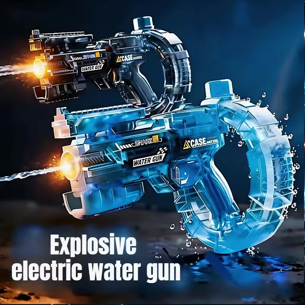

Large capacity electric water guns, powerful, suction water shooting, summer toy for outdoors beach, gift for children.