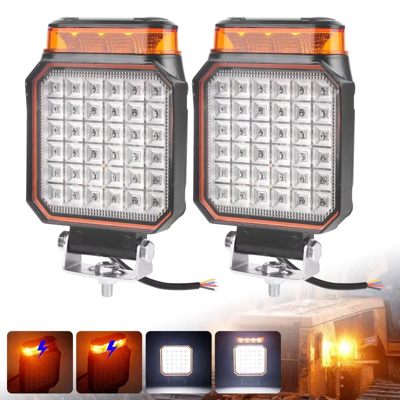 

4-дюймовый светодиодный рабочий фонарь с функцией прожектора, белым и янтарным стробоскопом, сигнальной подсветкой и указателем поворота для внедорожников, экскаваторов, погрузчиков и грузовиков