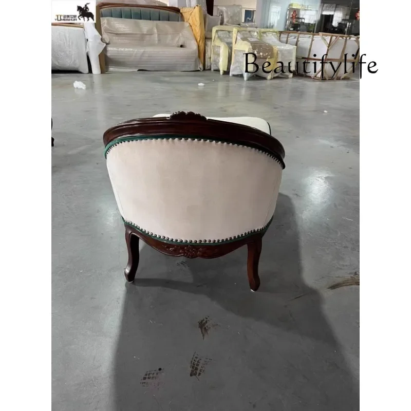 M American Light Luxury Furniture Solid Wood Carving Flower Beech Concubine Chair Bench End Sofa Chair