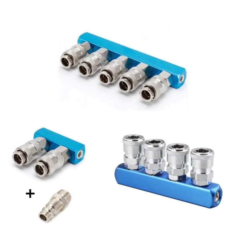 Compressor Pneumatic Fitting Pump Tool Coupler Manifold Multi Splitter EU/JP Style Air Gas Distributor for 1/4 Quick Connector