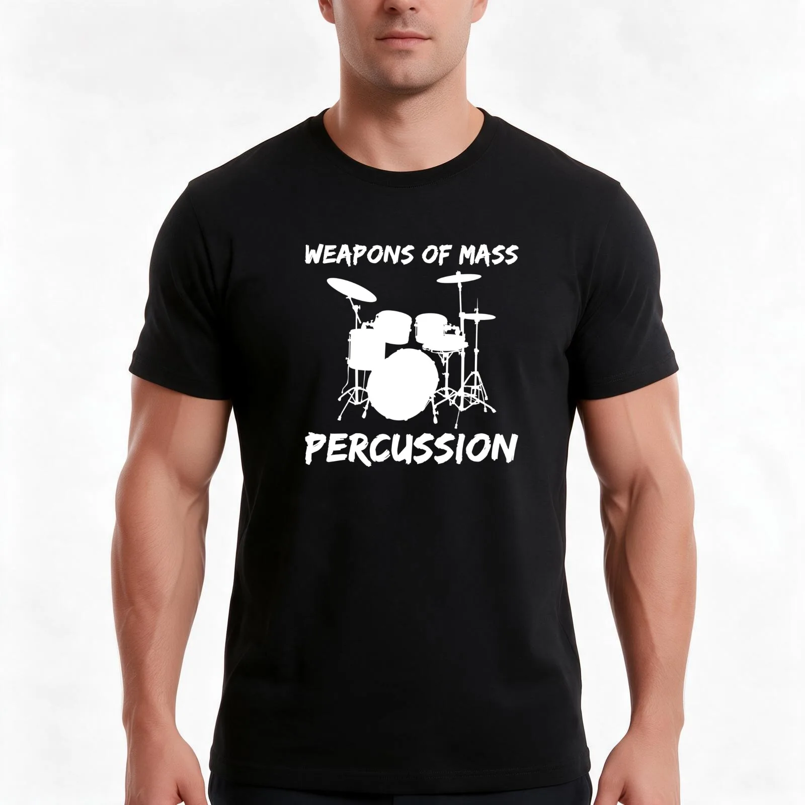 Drummer Weapons Of Mass Percussion T-Shirt, Summer Casual Cotton Tee, Oversized Streetwear Tops, Vintage Graphic Print
