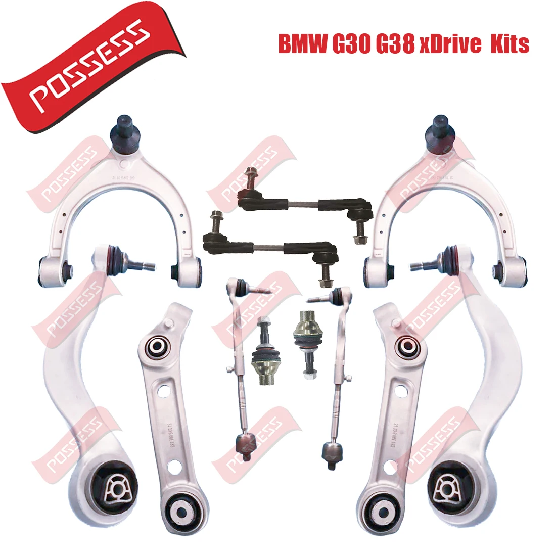 

12 шт., рычаг управления подвеской передней оси, стабилизатор, тяга, концевые комплекты для BMW 5 серии G30 G31 G38 xDrive 4WD 2017-/