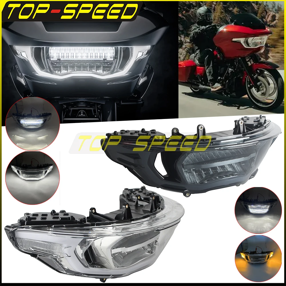 Motorcycle Headlight LED High Low Beam Lamp For Harley Touring Road Glide FLTRXSE FLTRX FLTRXL FLTRT 23-26 DRL Turn Signal Light