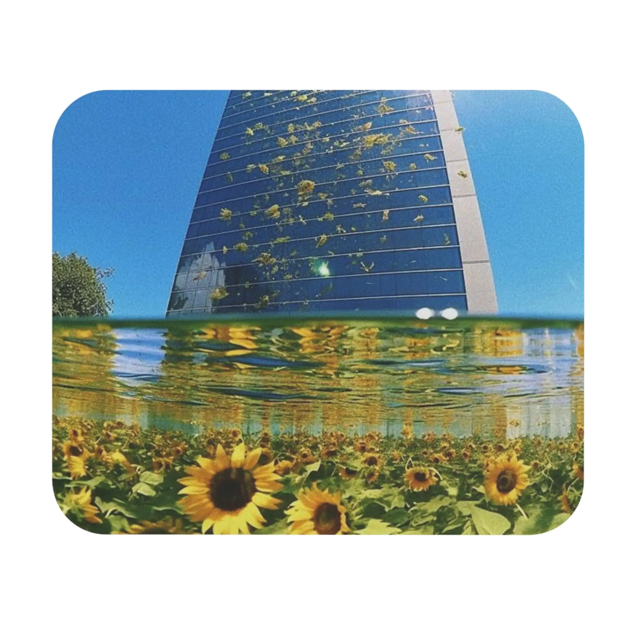 

Frutiger Aero Sunflower Aqua City Print Square Mouse Pads Lock Edge Gaming Mousepad Mouse Mat Keyboard Mats 22x18cm