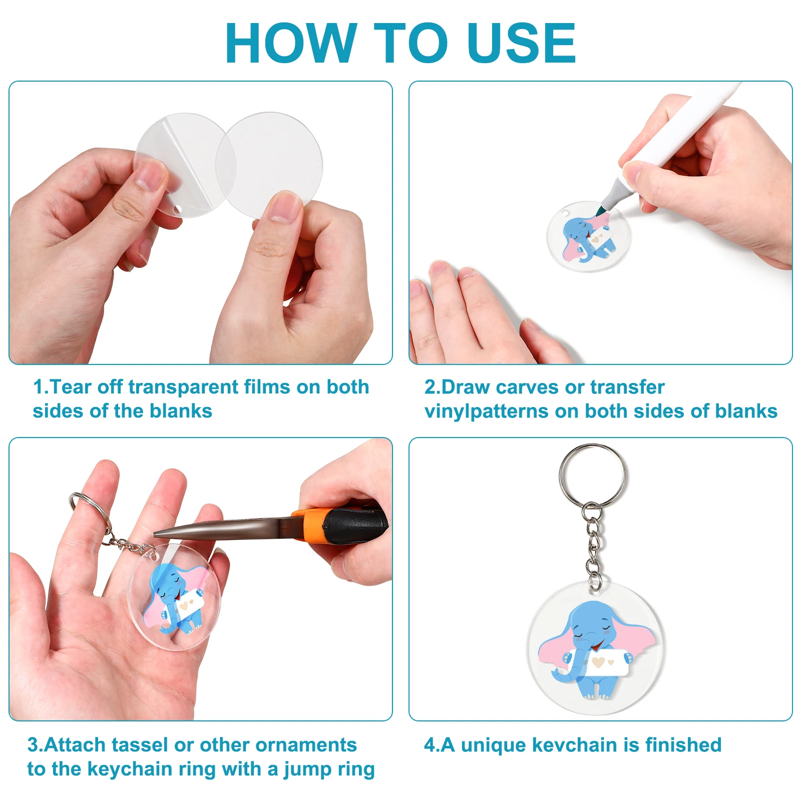 

48 Pcs Disc Keychain Blanks Round DIY Ring Keychains Jewelry Holder Acrylic Miss